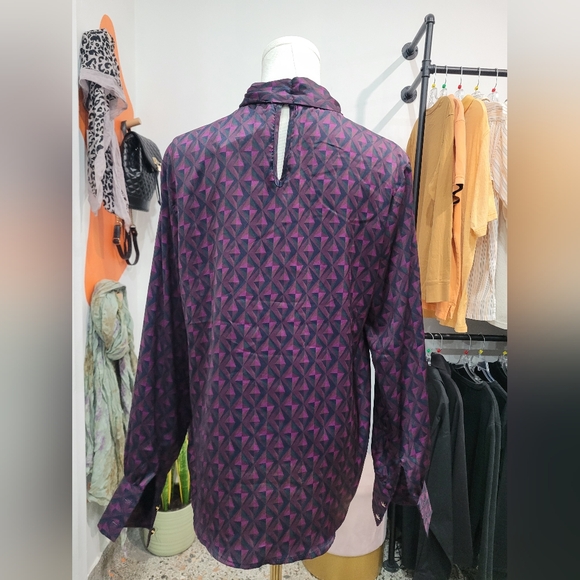Twik Purple Patterned Blouse with Bow - Picture 5 of 8